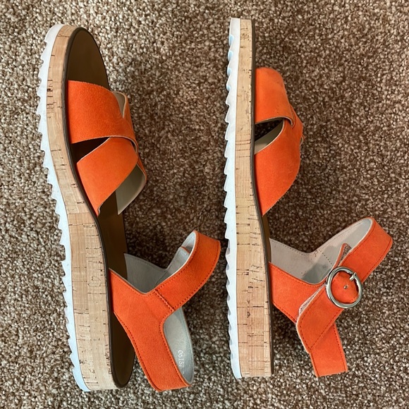 Paul Green sandal Mindy Platform orange suede with gold velcro strap 9… - Picture 8 of 11